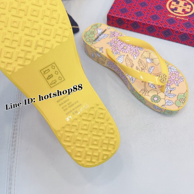 TORY BURCH2021年夏季新款女款坡跟人字拖TB官方春夏季主打款女士人字拖 dx2371